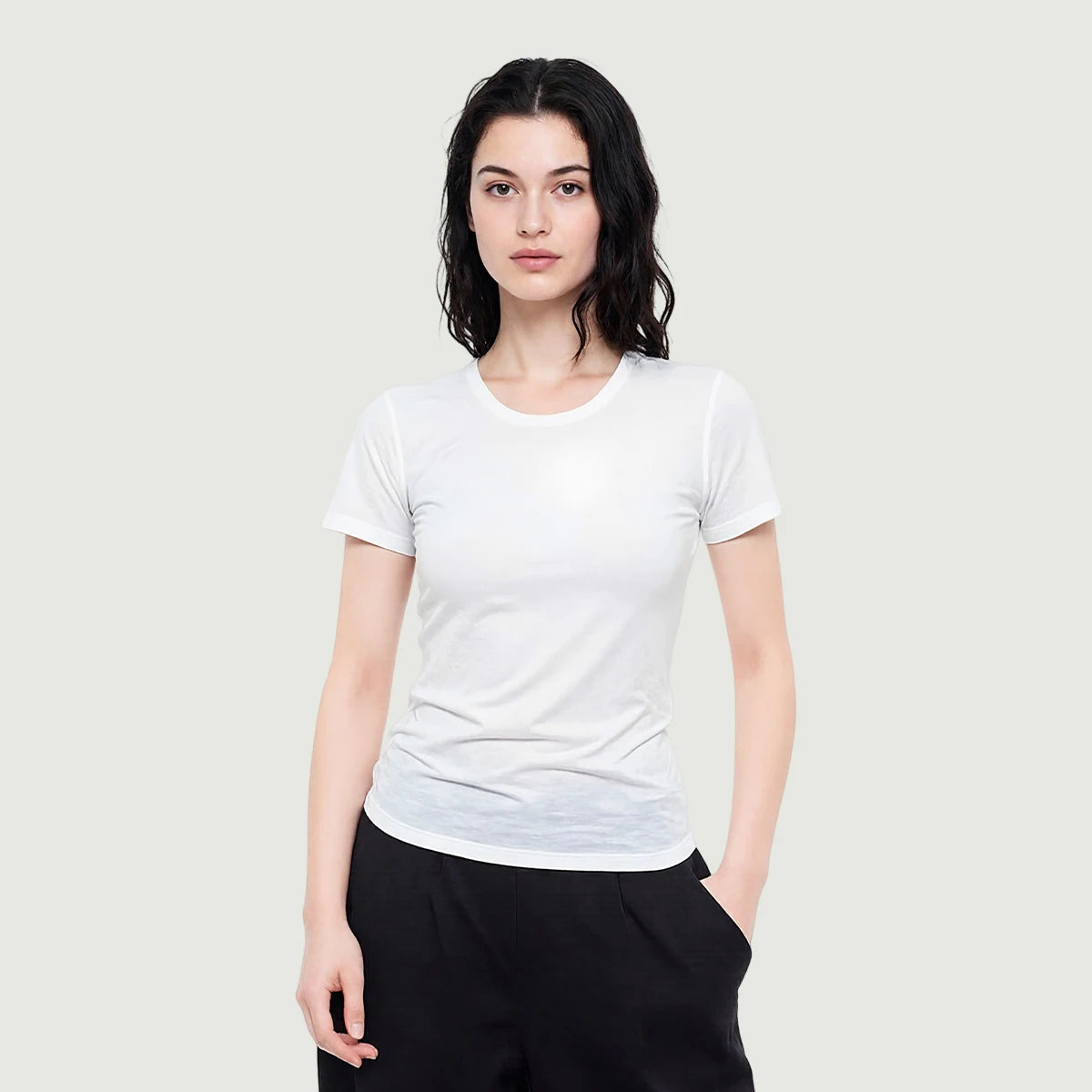 Women Hamsa Slim Fit Tee (Black Print)
