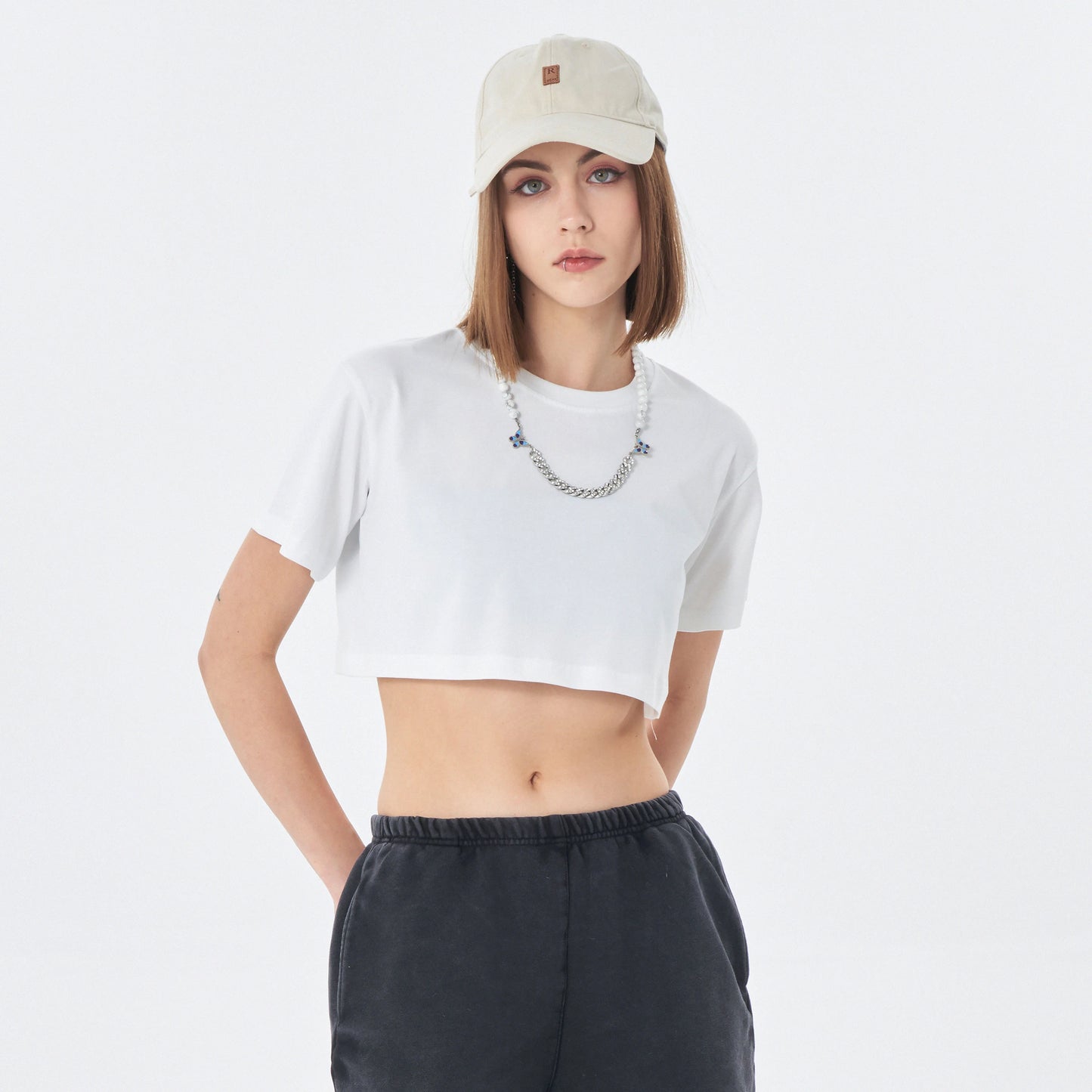 Aryeh Crop Top - Hamsa White