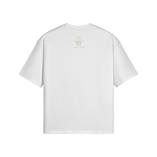 Aryeh Boxy T-Shirt - Side Hamsa Solid Gold
