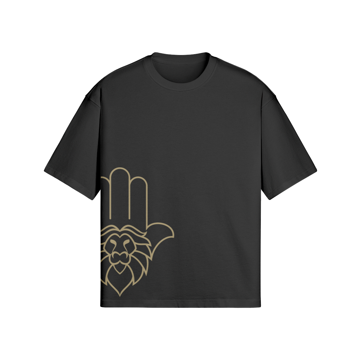 Aryeh Boxy T-Shirt - Side Hamsa Solid Gold