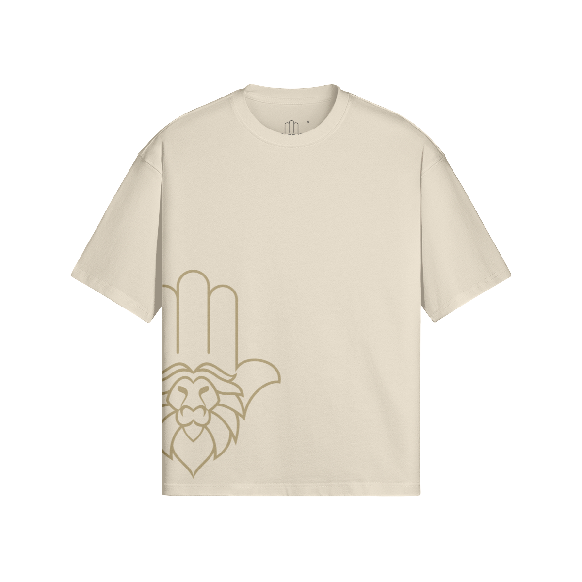 Aryeh Boxy T-Shirt - Side Hamsa Solid Gold