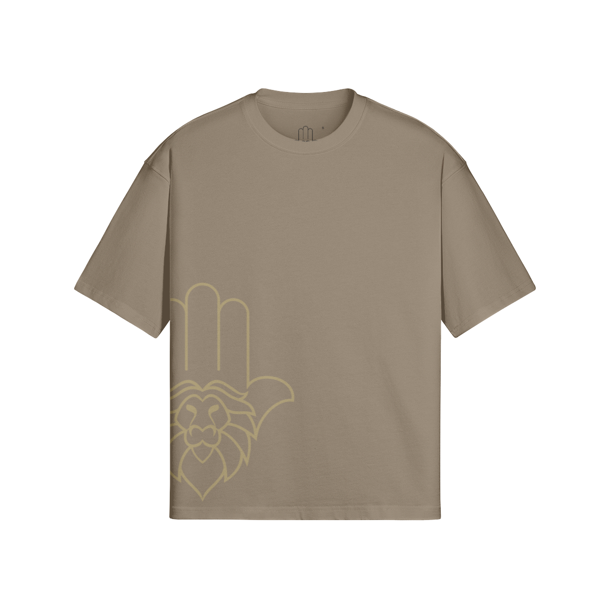 Aryeh Boxy T-Shirt - Side Hamsa Solid Gold
