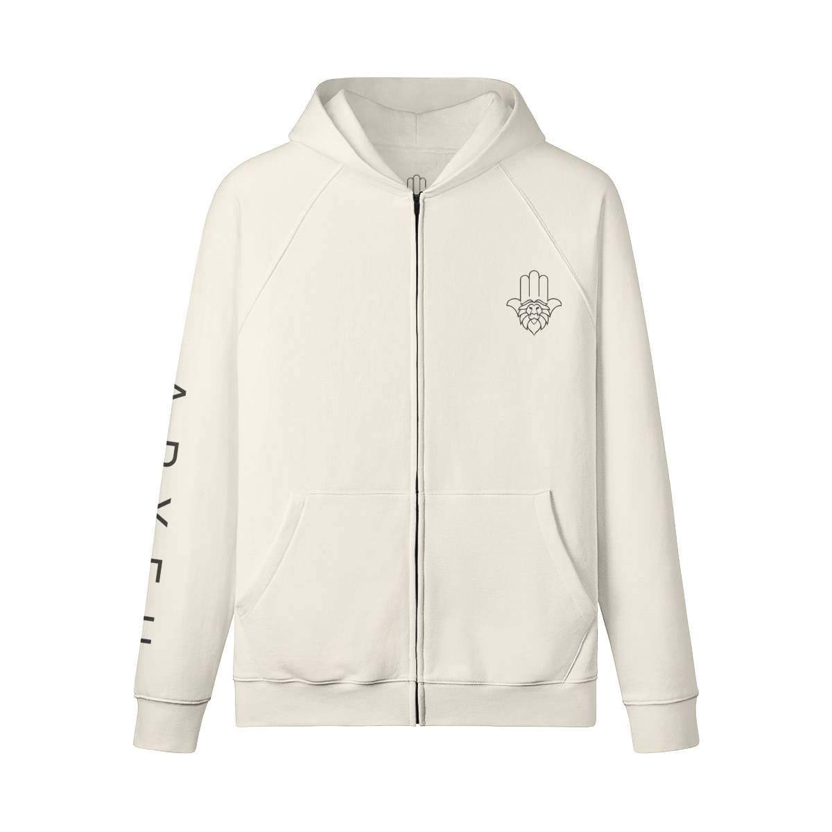 Aryeh Zip-Up - Hamsa Solid Black