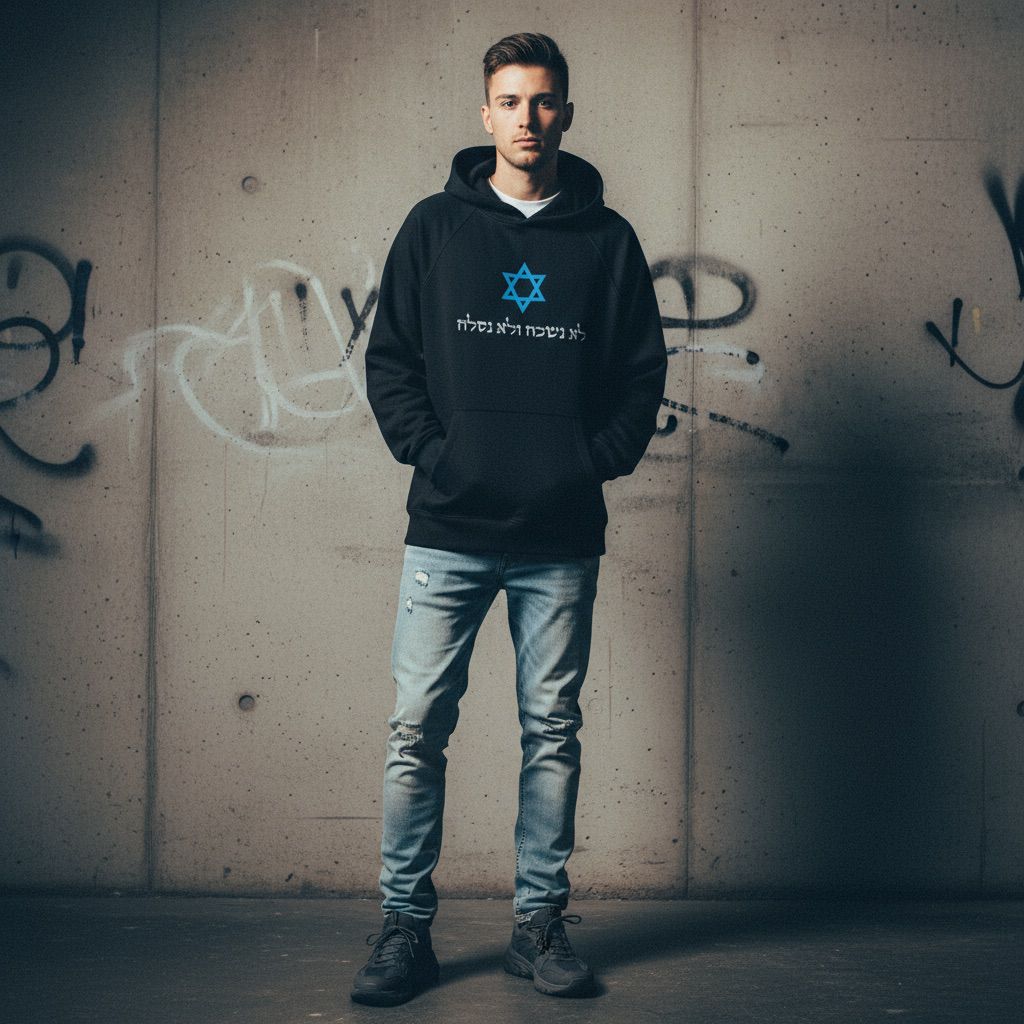 Never Again Statement Hoodie (White Print)